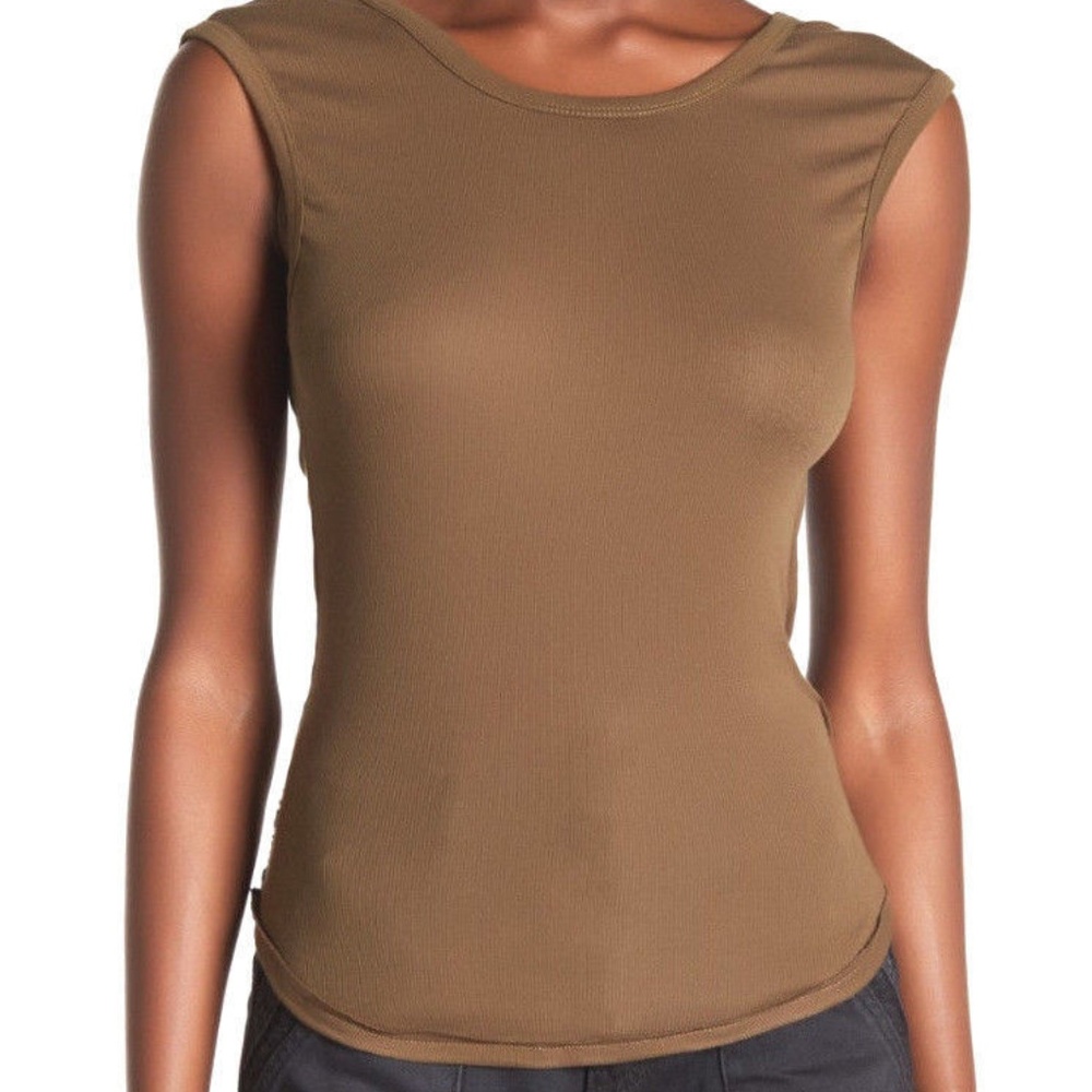 Free People Cropped Surplice-Back T-Shirt Moss L